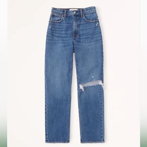 Abercrombie & Fitch Women's Straight Leg Blue Distressed Jeans